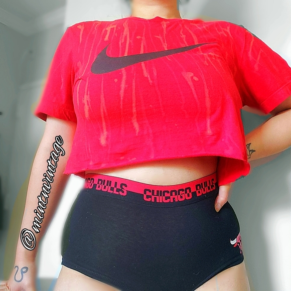 Nike Tops - Nike | Large Swoosh Acid Wash Crop Top